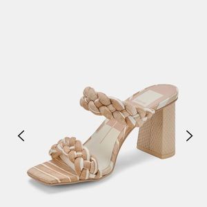 Dolce Vita Paily Heels white stripe fabric , women’s 8.5